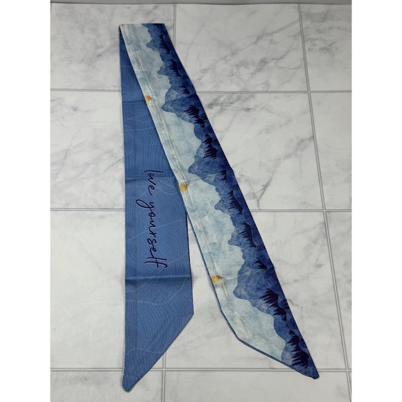 Accessories - Blue Mountain Landscape Love Yourself Skinny Scarf Bag Accessory Headband 32in